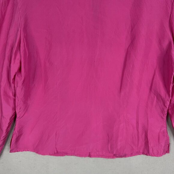 J Jill Blouse Womens Medium Fuchsia Pink Pleated Dressy Feminine Top 100% Silk - Picture 10 of 16